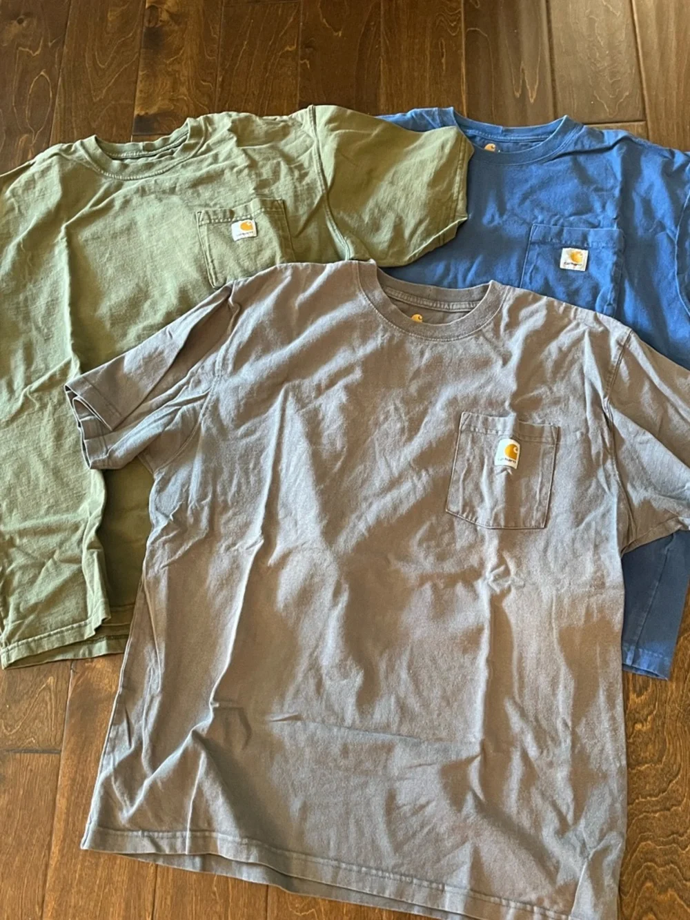 Carhartt Pocket Tee Set in Olive, Blue, Gray BUNDLE - Picture 2 of 6
